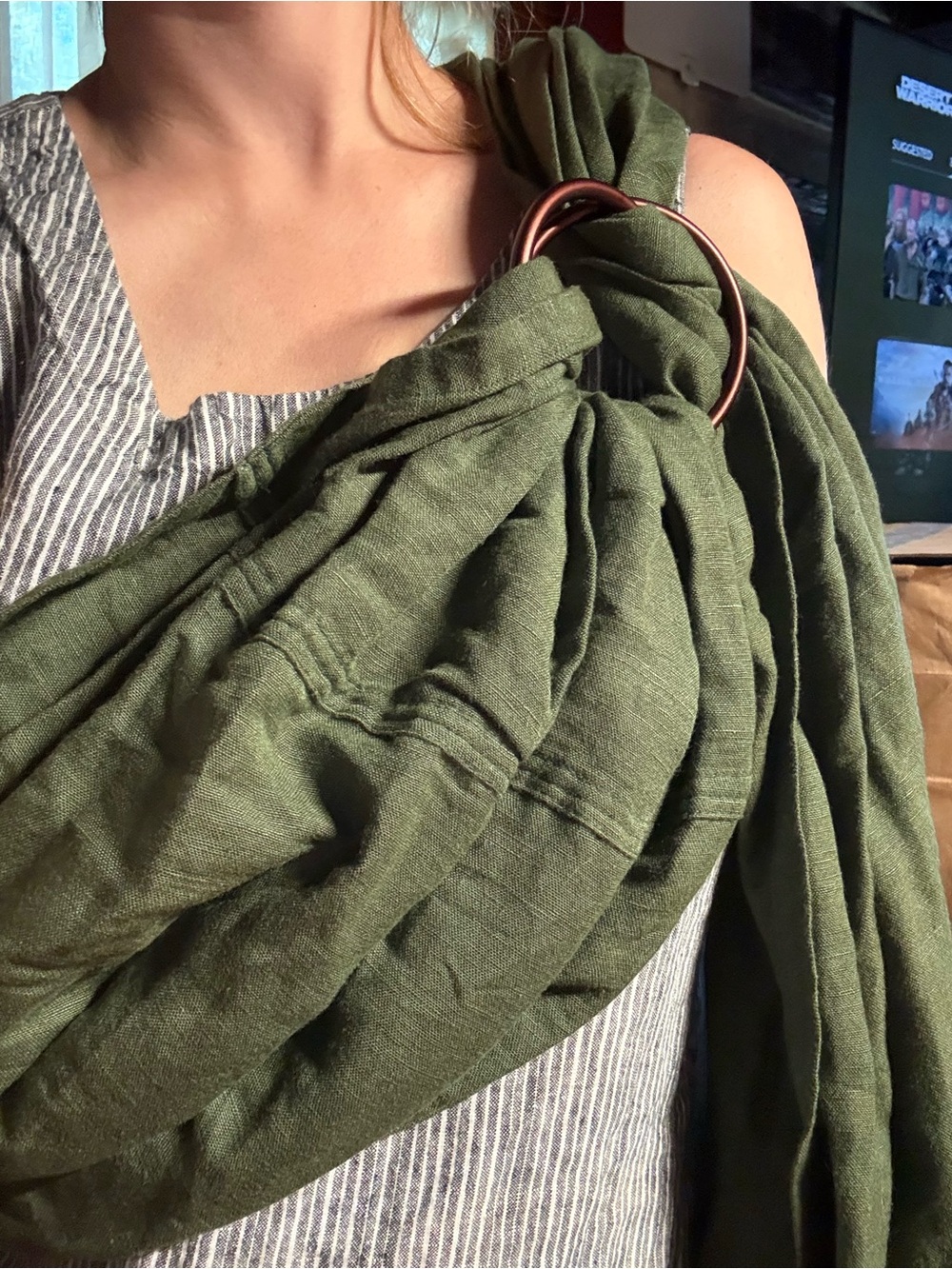 Green Linen Ring Sling - Baby Accessories
